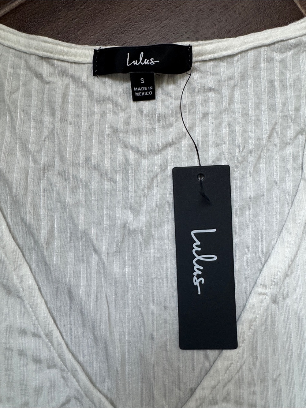 Lulu's Cream Ribbed V-Neck Peplum Tank - Picture 2 of 3